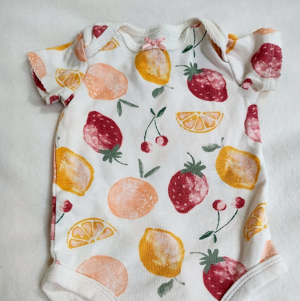 Carter's White and Red Bodysuit with Playful Fruit Print